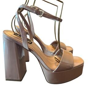 Aqua Cher Leather Ankle Strap Platform Heels Sexy Modern Uptown NEW Size 7